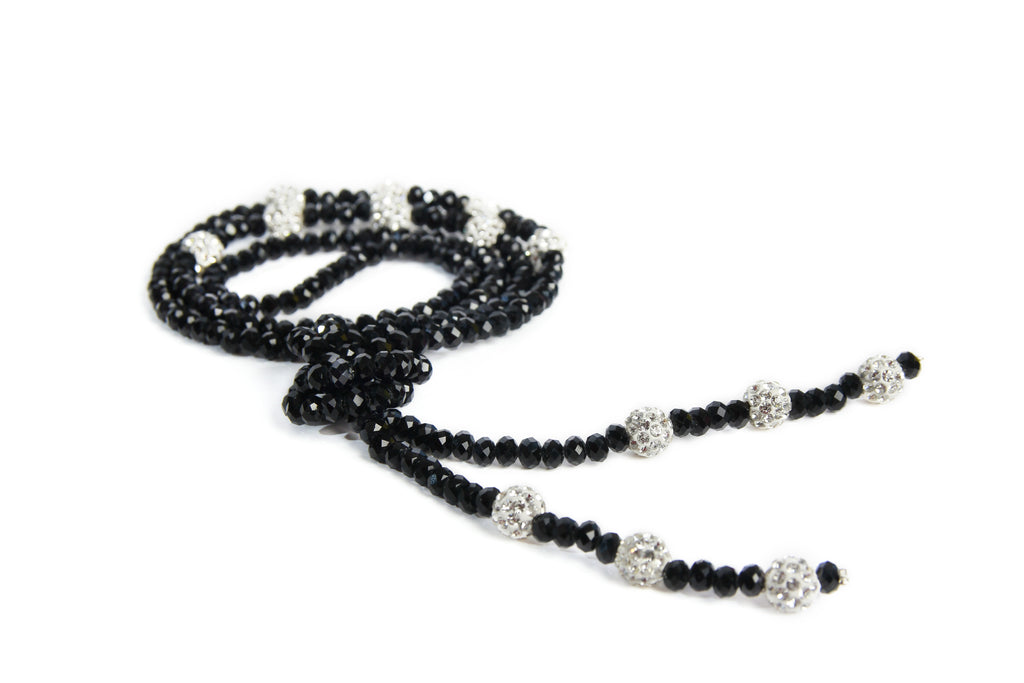 Black Crystal Necklace with Balls