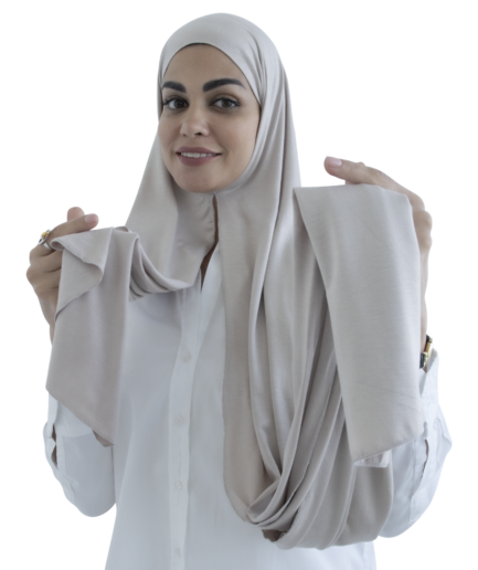 Left Handed Plain Instant Scarf - Light Beige