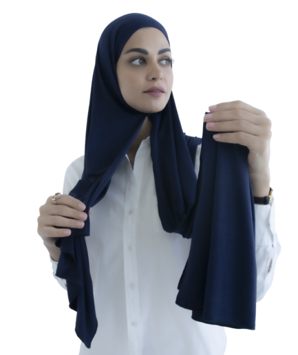 Left Handed Plain Instant Scarf - Navy Blue