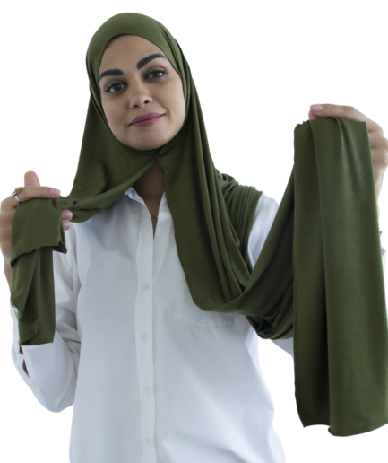 Left Handed Plain Instant Scarf - Olive Green