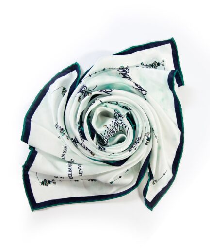 Calligraphy Silk Scarf - Cream & Green