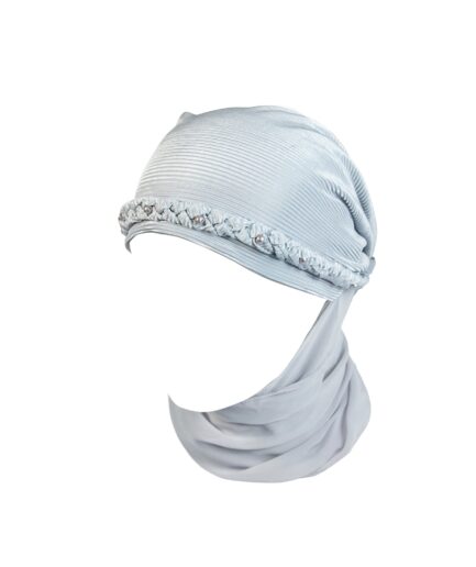 Chiffon Pearl Flower F.N. Turban - Harbor Grey