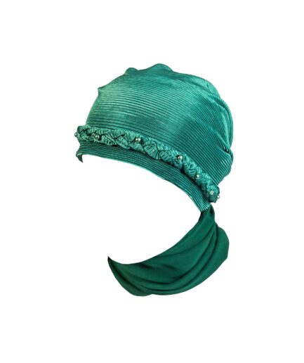 Chiffon Pearl Flower F.N. Turban - Seaweed Green