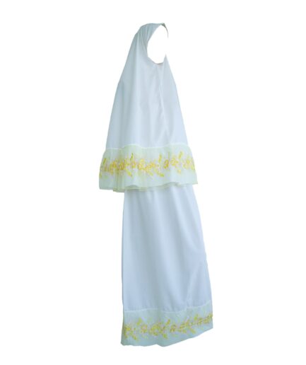 Prayer Cover - Off White with Yellow Flower Dantail