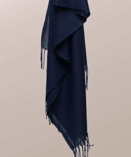 Pashmina Plain Scarf with Tassels- Olympic Blue