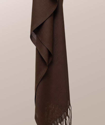 Pashmina Plain Scarf with Tassels - Mud Brown