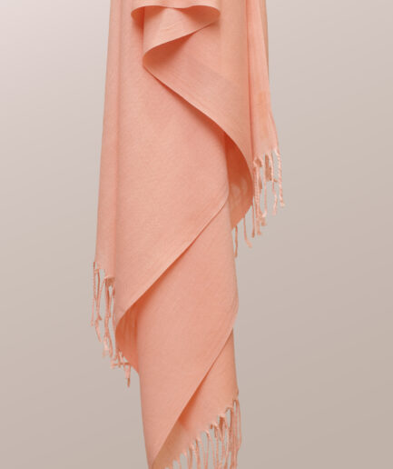 Pashmina Plain Scarf with Tassels - Dark Peach