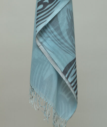 Pashmina Printed Scarf with Tassels - Blue Wings