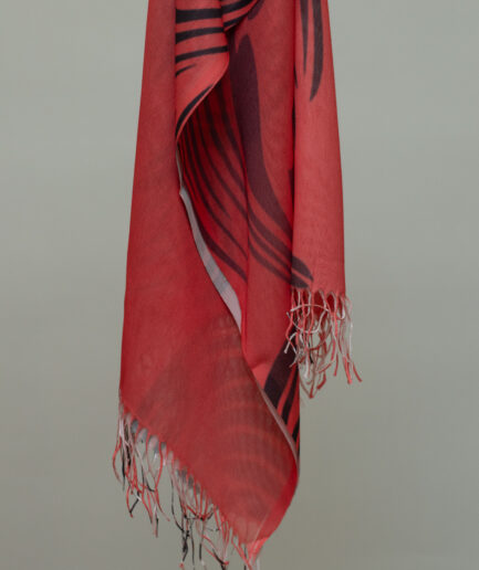 Pashmina Printed Scarf with Tassels - Red Wings