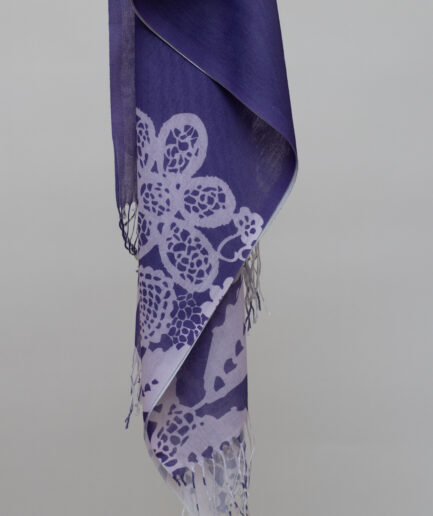 Pashmina Printed Scarf with Tassels - Purple Web