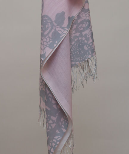 Pashmina Printed Scarf with Tassels - Pink Web